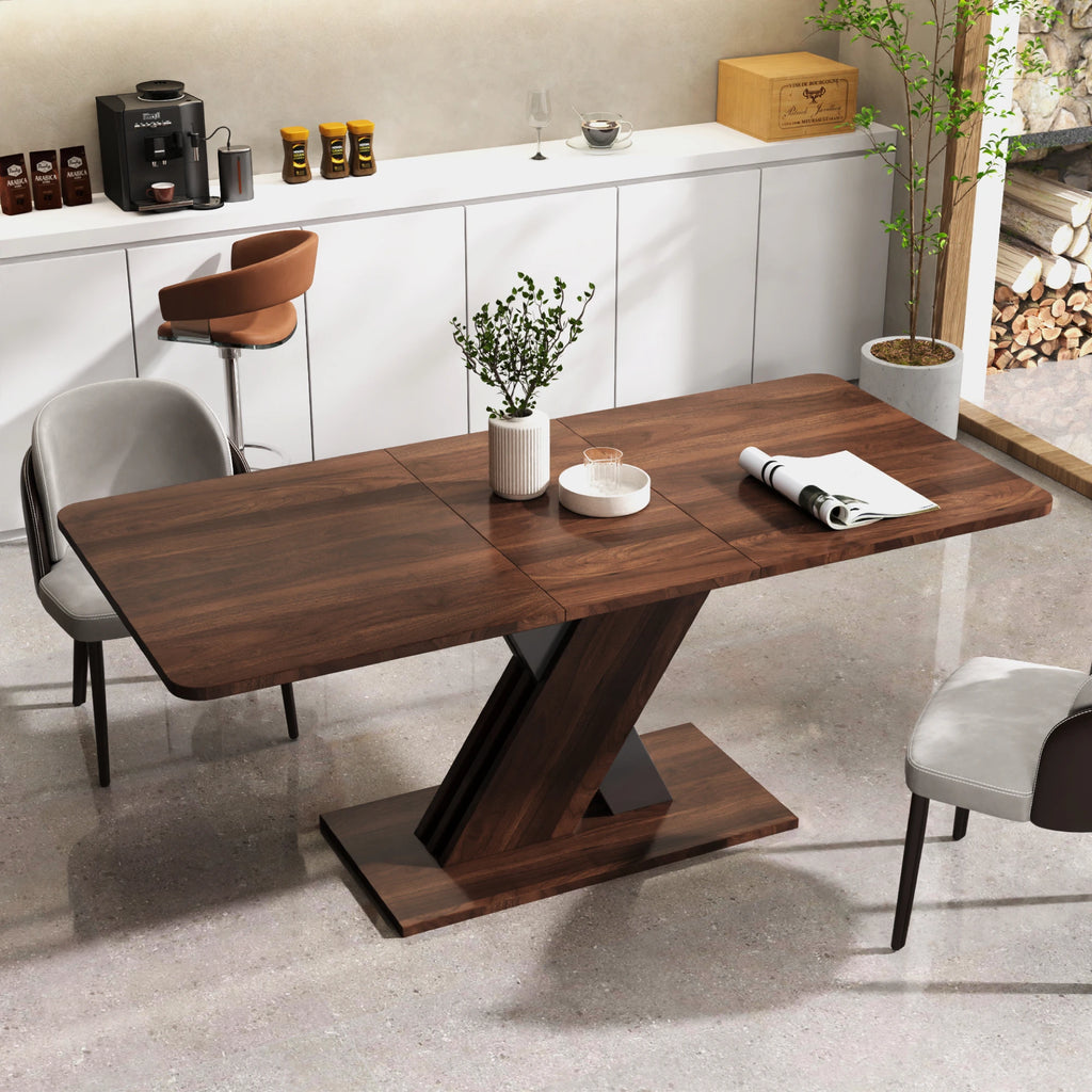 71" Modern Walnut Extendable Dining Table
