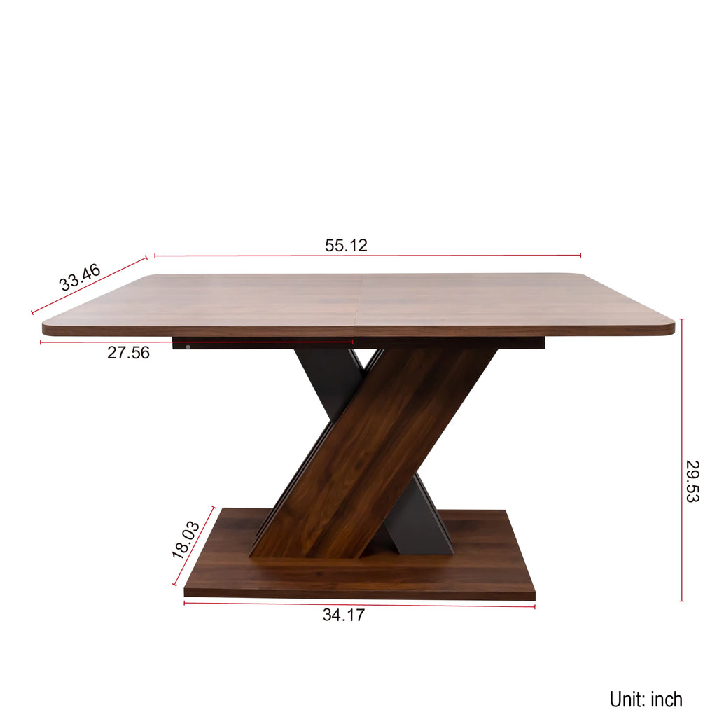 71" Modern Walnut Extendable Dining Table