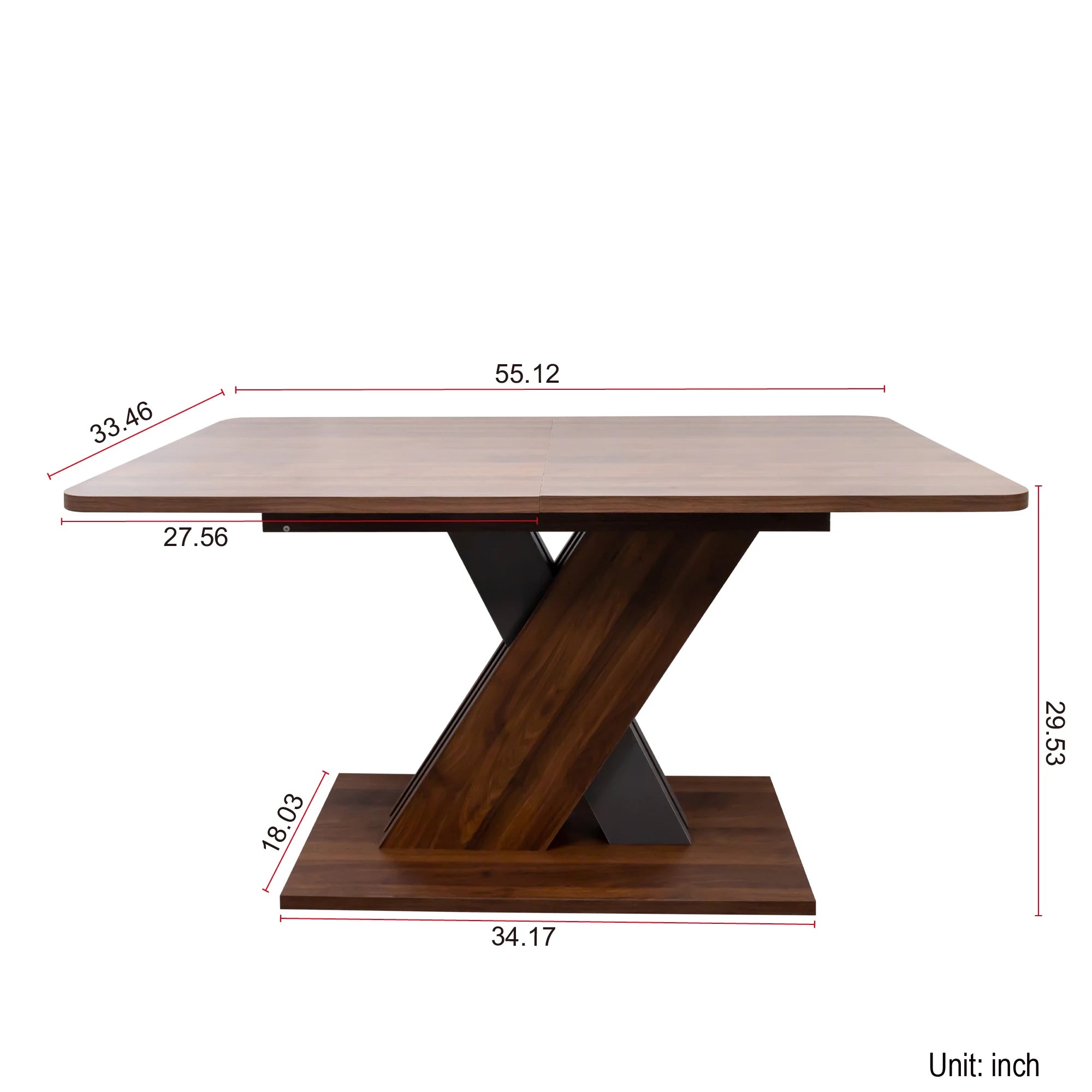 71" Modern Walnut Extendable Dining Table