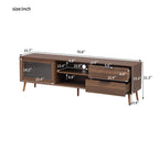 71" Modern Walnut TV Stand with Sliding Glass Doors