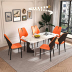 71" Modern Luxury Rectangular Faux Marble Dining Table Set