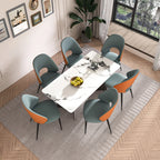 71" Modern Luxury Rectangular Faux Marble Dining Table Set