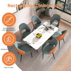 71" Modern Luxury Rectangular Faux Marble Dining Table Set