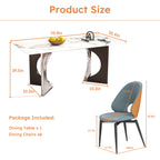71" Modern Luxury Rectangular Faux Marble Dining Table Set