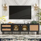 71” Modern Rattan TV Stand Media Console