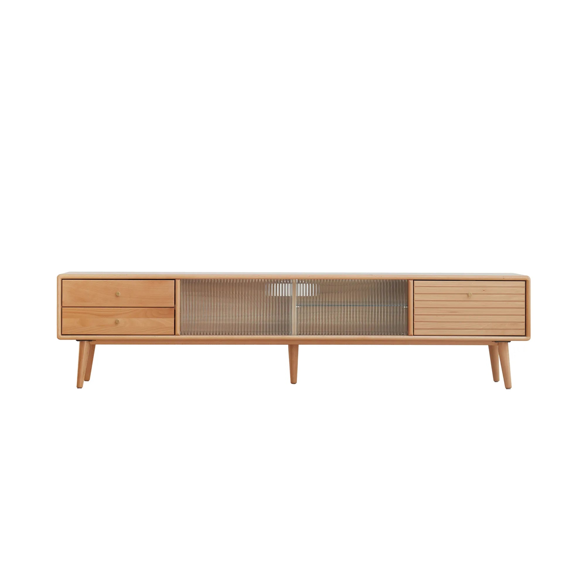 71" Solid Wood TV Cabinet with Glass Doors