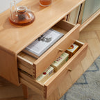 71" Solid Wood TV Cabinet with Glass Doors