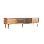 71" Solid Wood TV Cabinet with Glass Doors