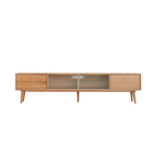 71" Solid Wood TV Cabinet with Glass Doors