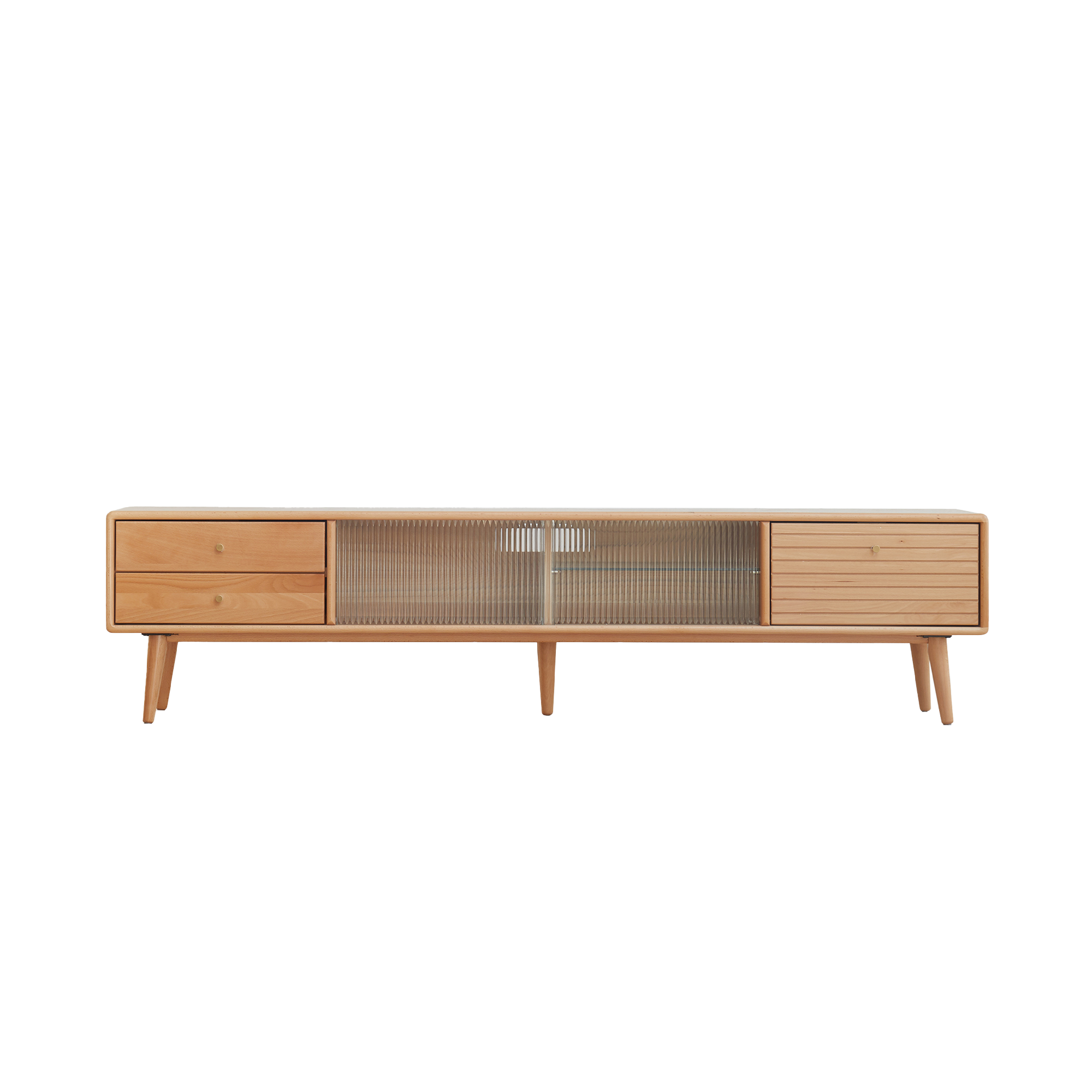 71" Solid Wood TV Cabinet with Glass Doors
