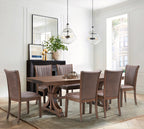 78" Mid Century Modern Rectangular Rubber Wood Dining Table Set For 6-8