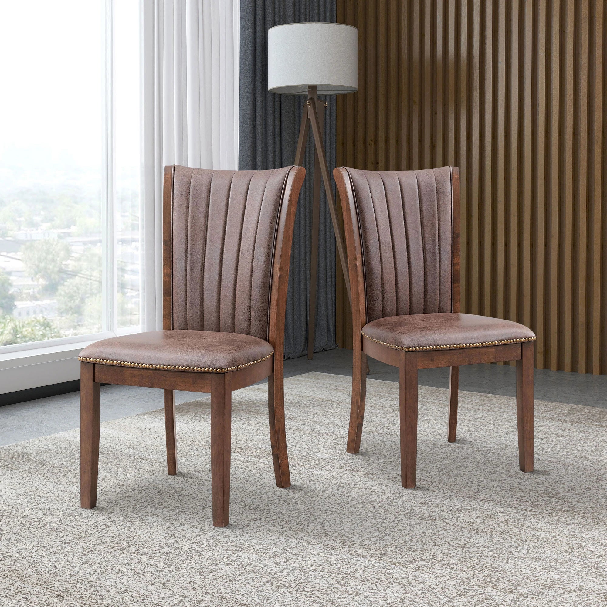 78" Mid Century Modern Rectangular Rubber Wood Dining Table Set For 6-8
