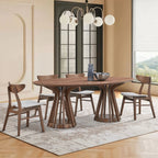 78" Modern Oval Dining Table Set With 6 Upholstered Chairs
