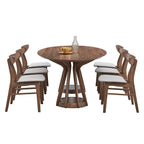 78" Modern Oval Dining Table Set With 6 Upholstered Chairs