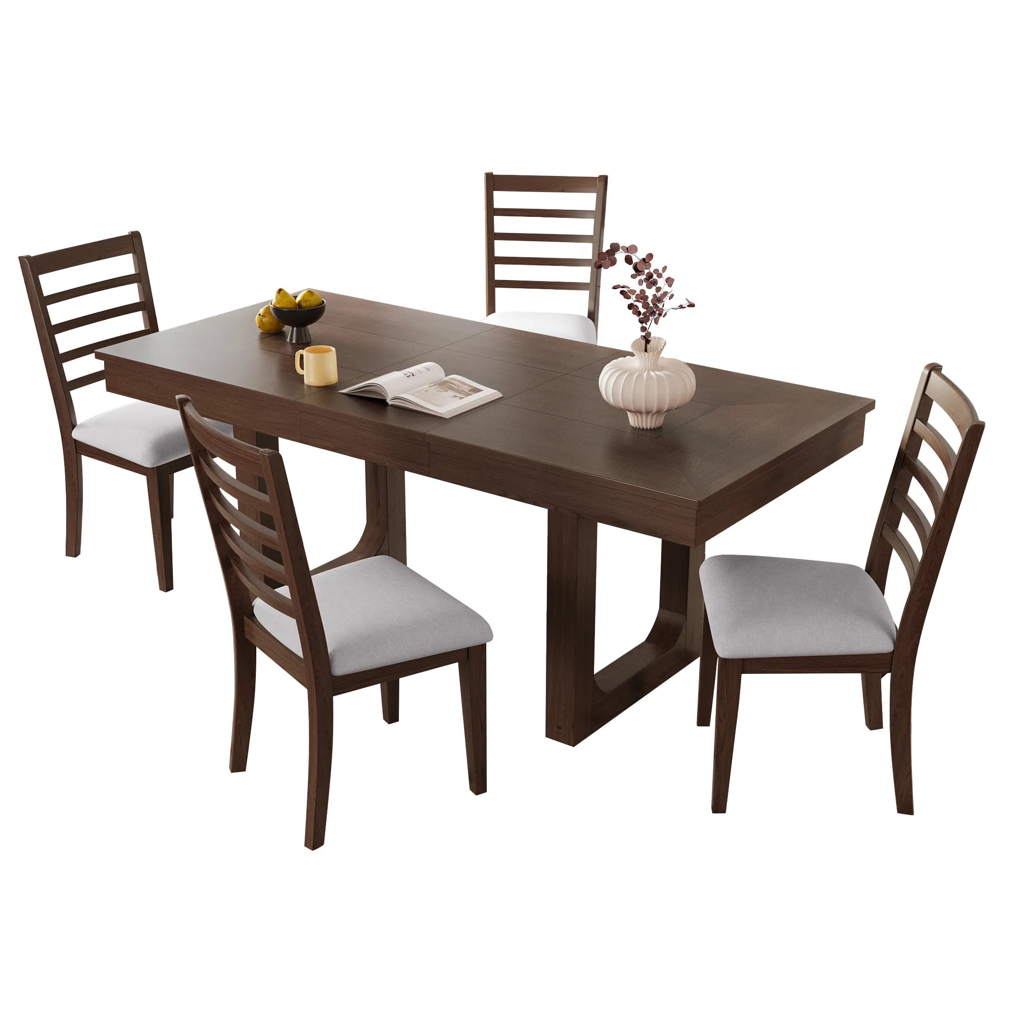 78" Rustic Farmhouse Extendable Dining Table Set