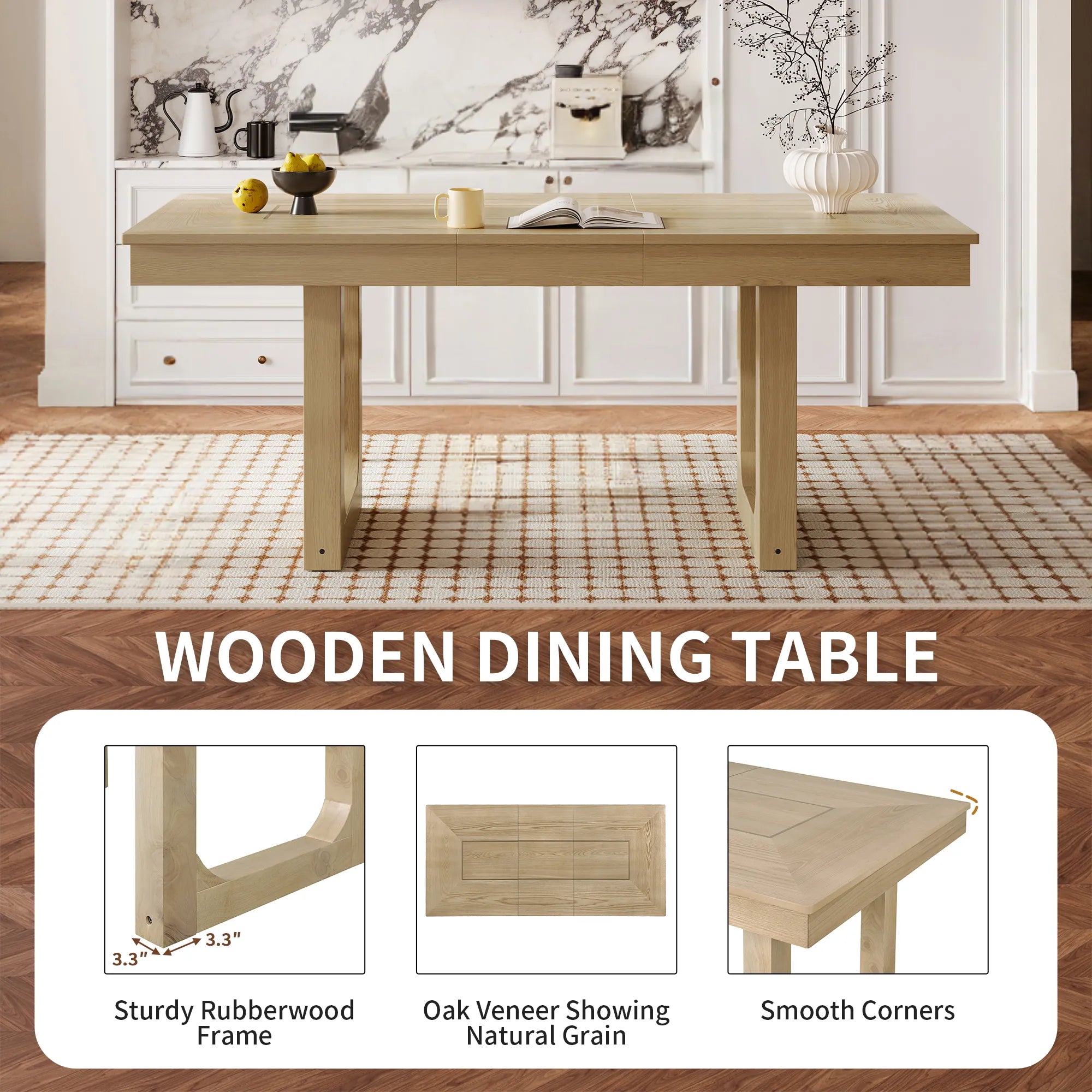 78" Rustic Farmhouse Extendable Dining Table Set