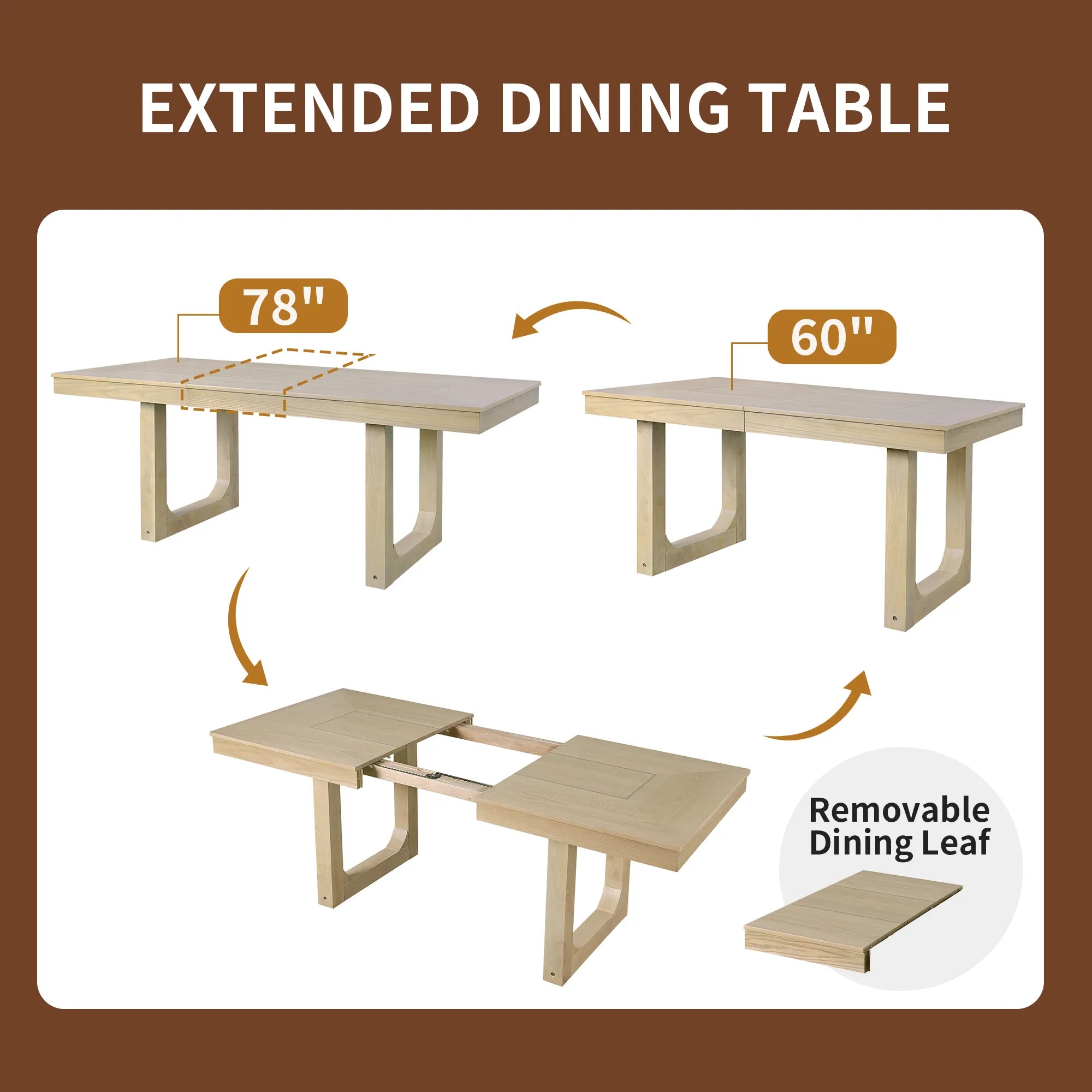 78" Rustic Farmhouse Extendable Dining Table Set
