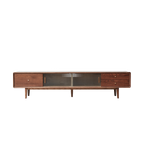 79" Solid Oak Walnut TV Stand with Glass Doors