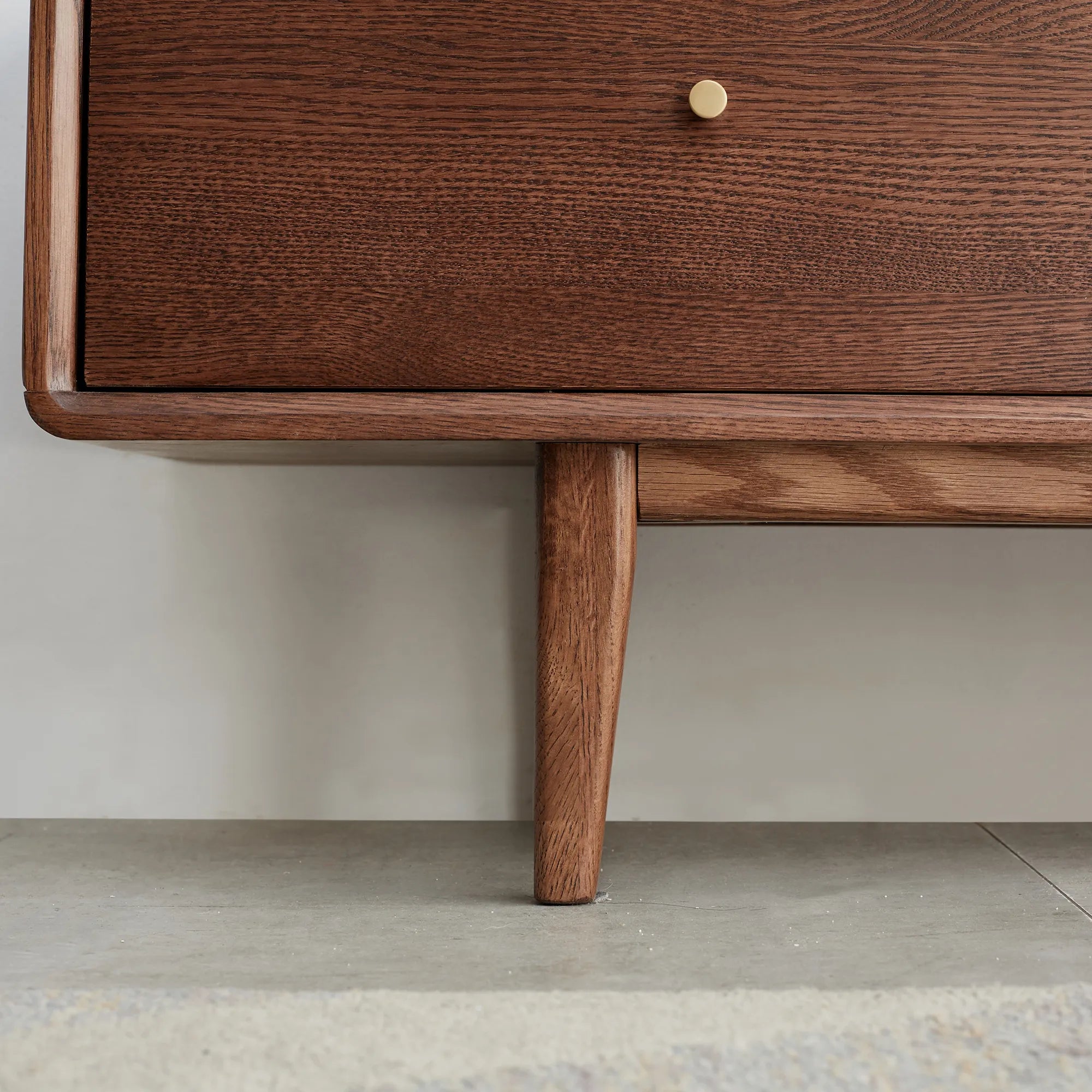 79" Solid Oak Walnut TV Stand with Glass Doors