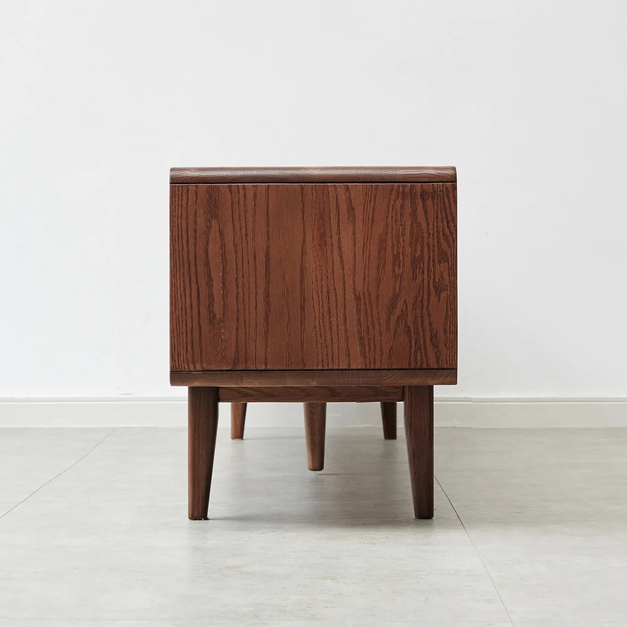 79" Solid Oak Walnut TV Stand with Glass Doors