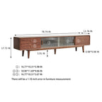 79" Solid Oak Walnut TV Stand with Glass Doors