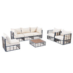 7 Pieces All-Weather Metal Minimalist Modern Outdoor Patio Sectional Sofa Set