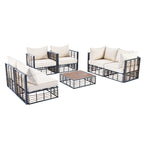 7 Pieces All-Weather Metal Minimalist Modern Outdoor Patio Sectional Sofa Set