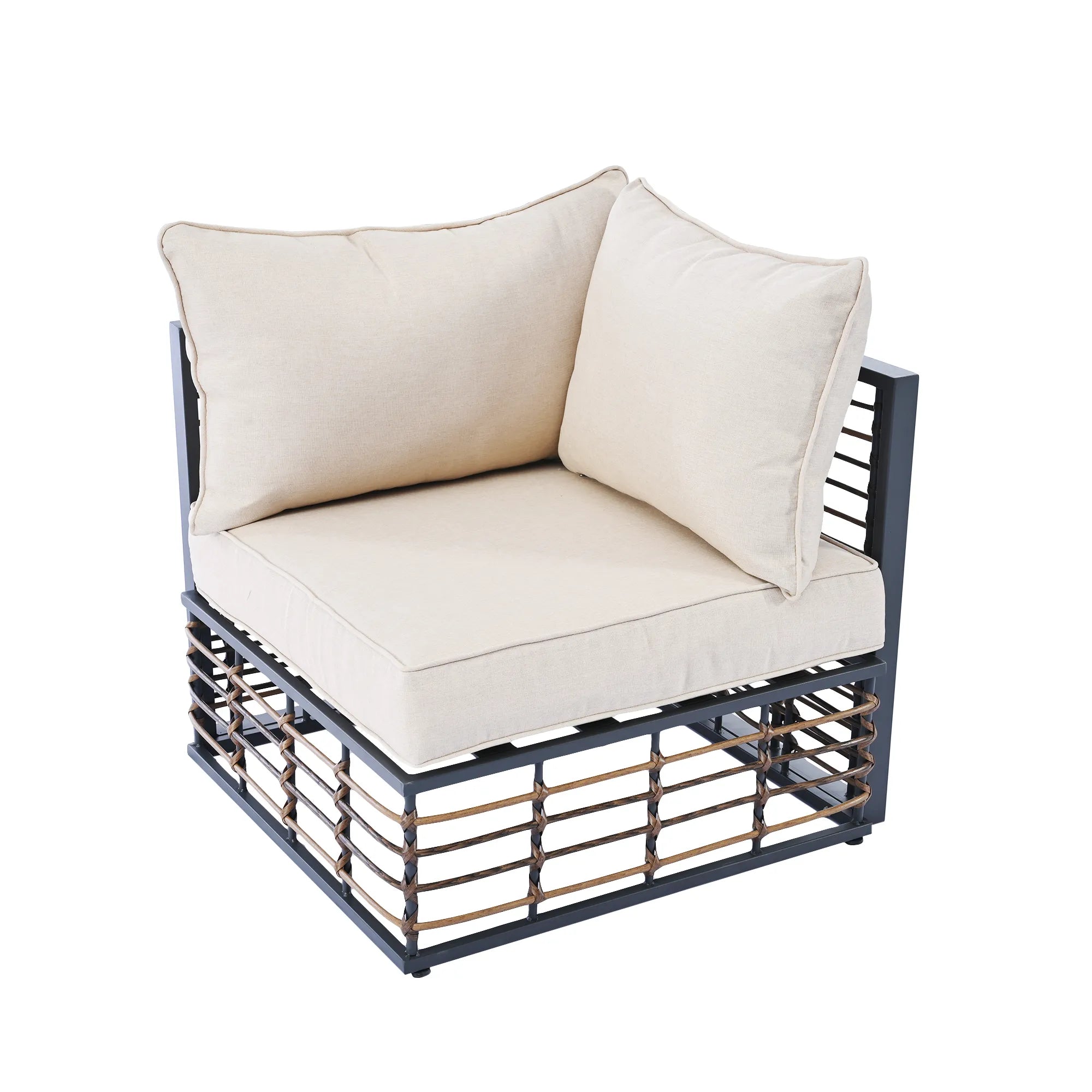 7 Pieces All-Weather Metal Minimalist Modern Outdoor Patio Sectional Sofa Set