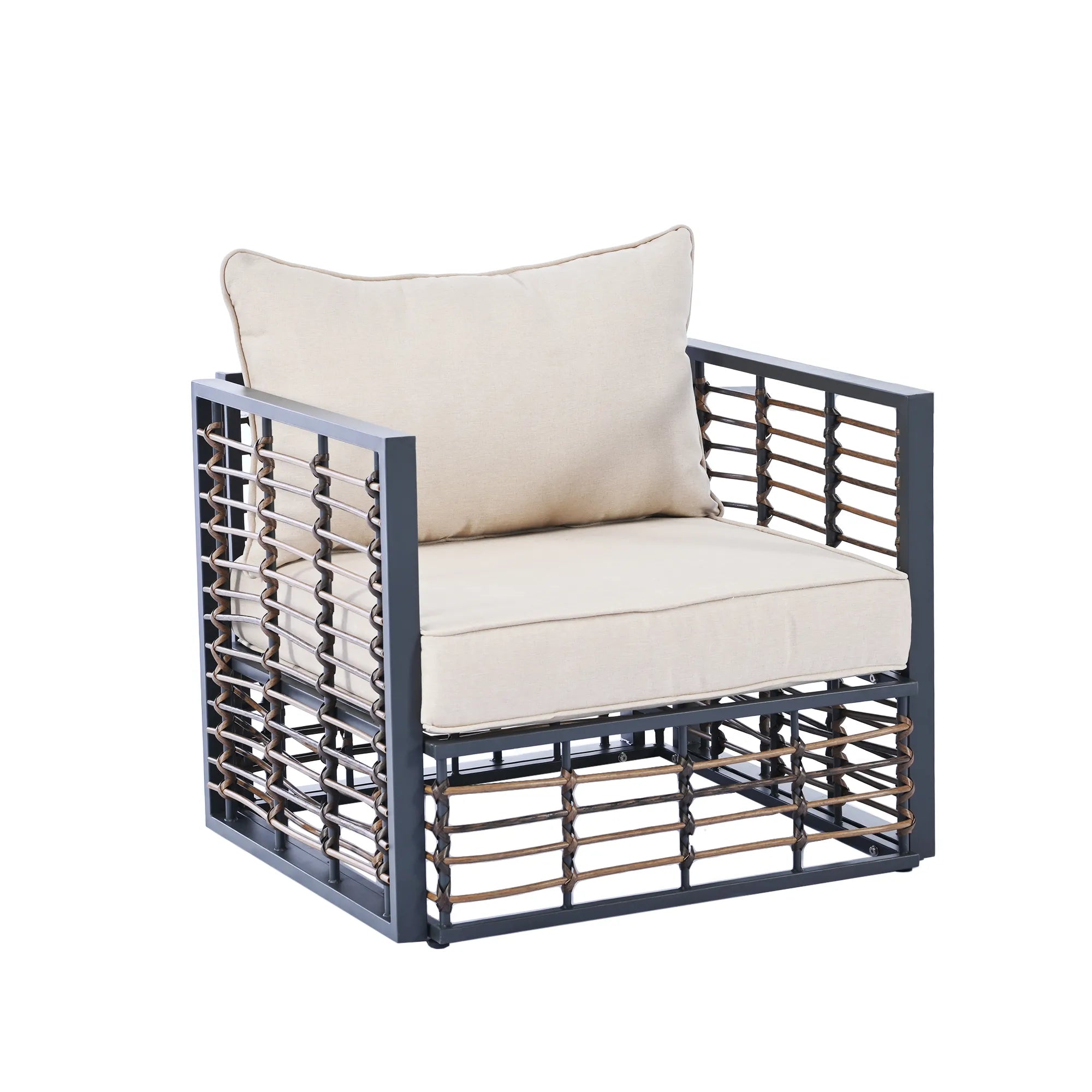 7 Pieces All-Weather Metal Minimalist Modern Outdoor Patio Sectional Sofa Set