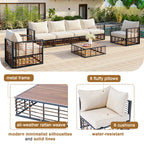 7 Pieces All-Weather Metal Minimalist Modern Outdoor Patio Sectional Sofa Set