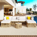 7 Pieces All-Weather Rattan Outdoor Patio Sectional Sofa Set