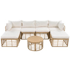 7 Pieces All-Weather Rattan Outdoor Patio Sectional Sofa Set