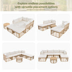 7 Pieces All-Weather Rattan Outdoor Patio Sectional Sofa Set