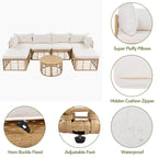 7 Pieces All-Weather Rattan Outdoor Patio Sectional Sofa Set