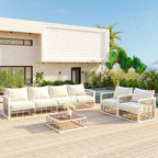 7 Pieces All-Weather Metal Minimalist Modern Outdoor Patio Sectional Sofa Set