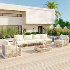 7 Pieces All-Weather Metal Minimalist Modern Outdoor Patio Sectional Sofa Set