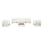 7 Pieces All-Weather Metal Minimalist Modern Outdoor Patio Sectional Sofa Set