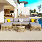 7 Pieces All-Weather Rattan Outdoor Patio Sectional Sofa Set