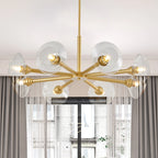 8-Light Modern Gold Chandelier with Glass Shades