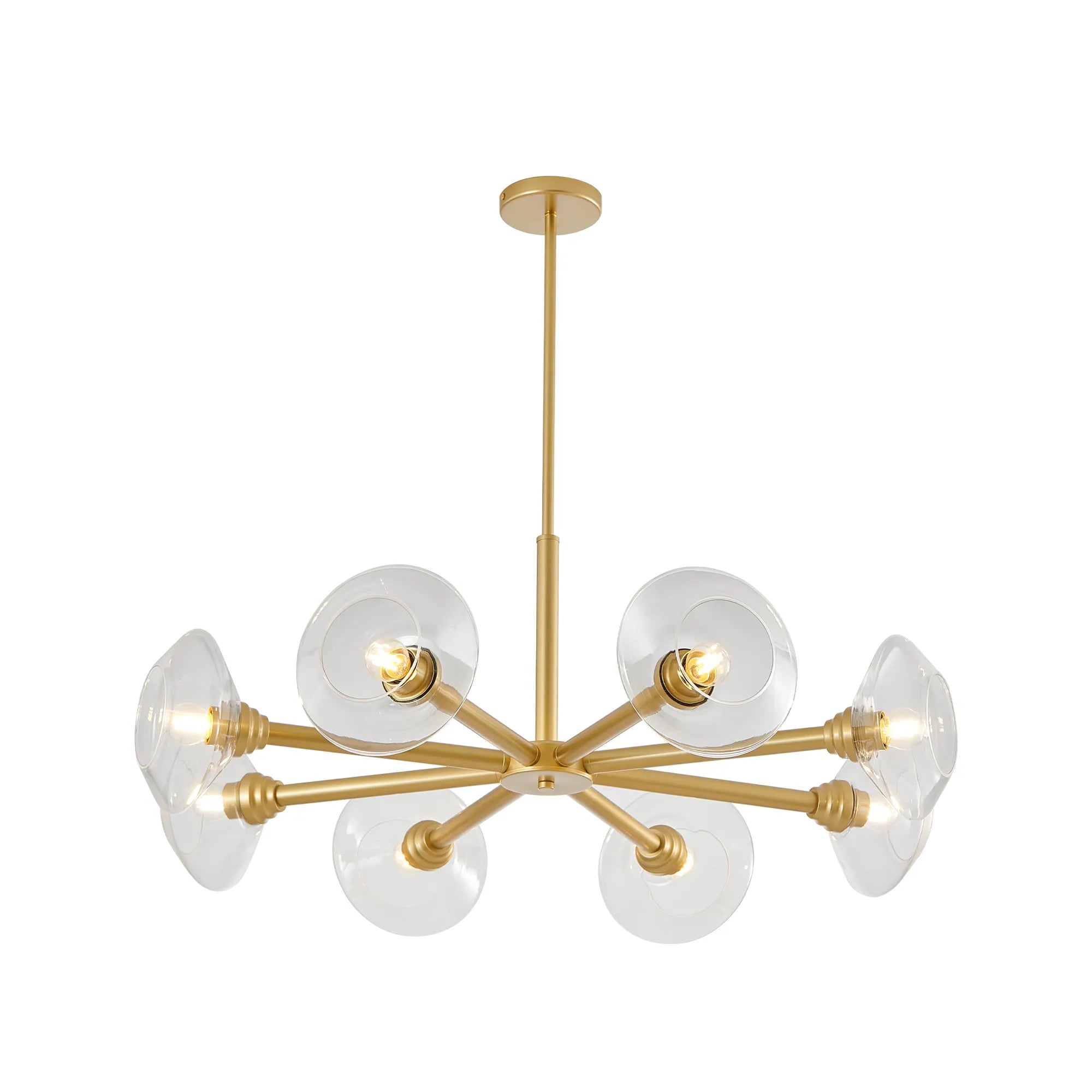 8-Light Modern Gold Chandelier with Glass Shades