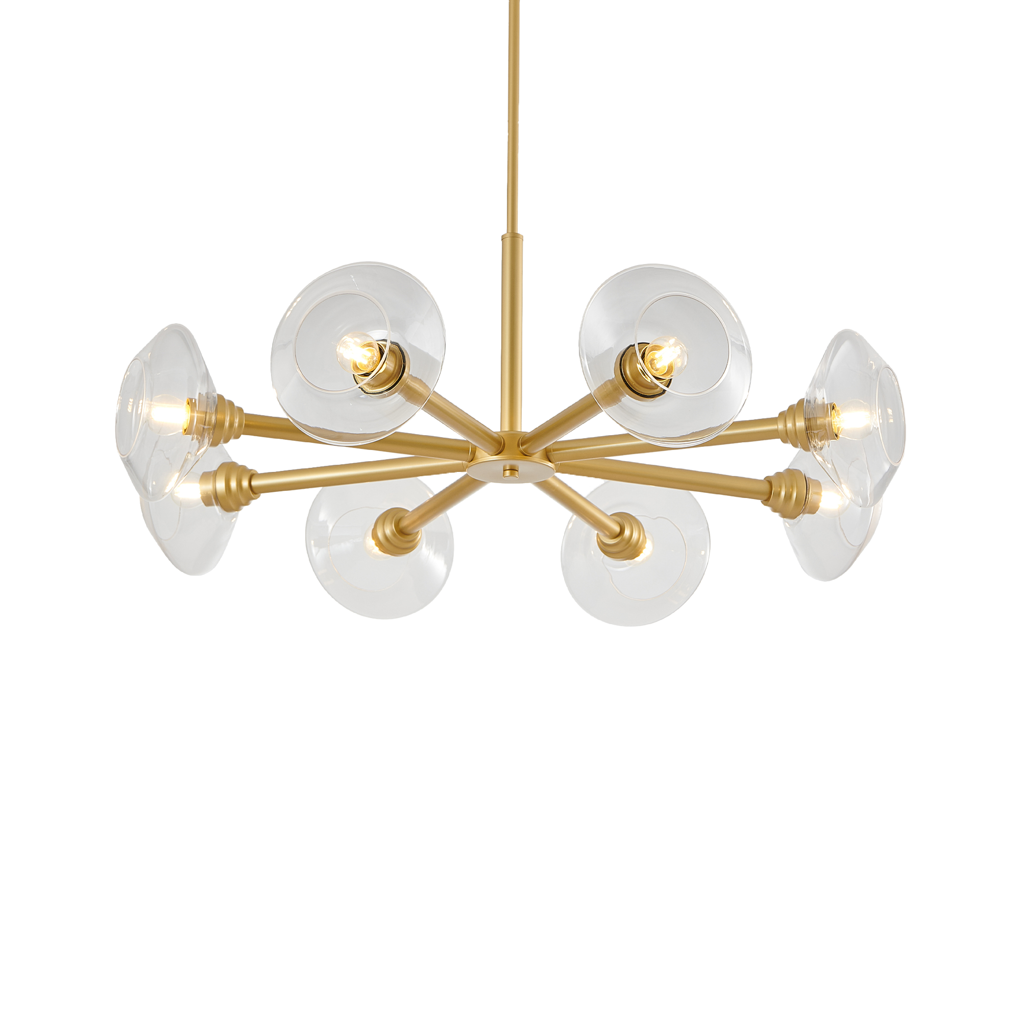 8-Light Modern Gold Chandelier with Glass Shades