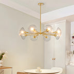 8-Light Modern Gold Chandelier with Glass Shades