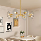 8-Light Modern Gold Chandelier with Glass Shades
