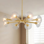8-Light Modern Gold Chandelier with Glass Shades