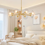8-Light Modern Gold Chandelier with Glass Shades