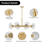 8-Light Modern Gold Chandelier with Glass Shades