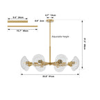 8-Light Modern Gold Chandelier with Glass Shades