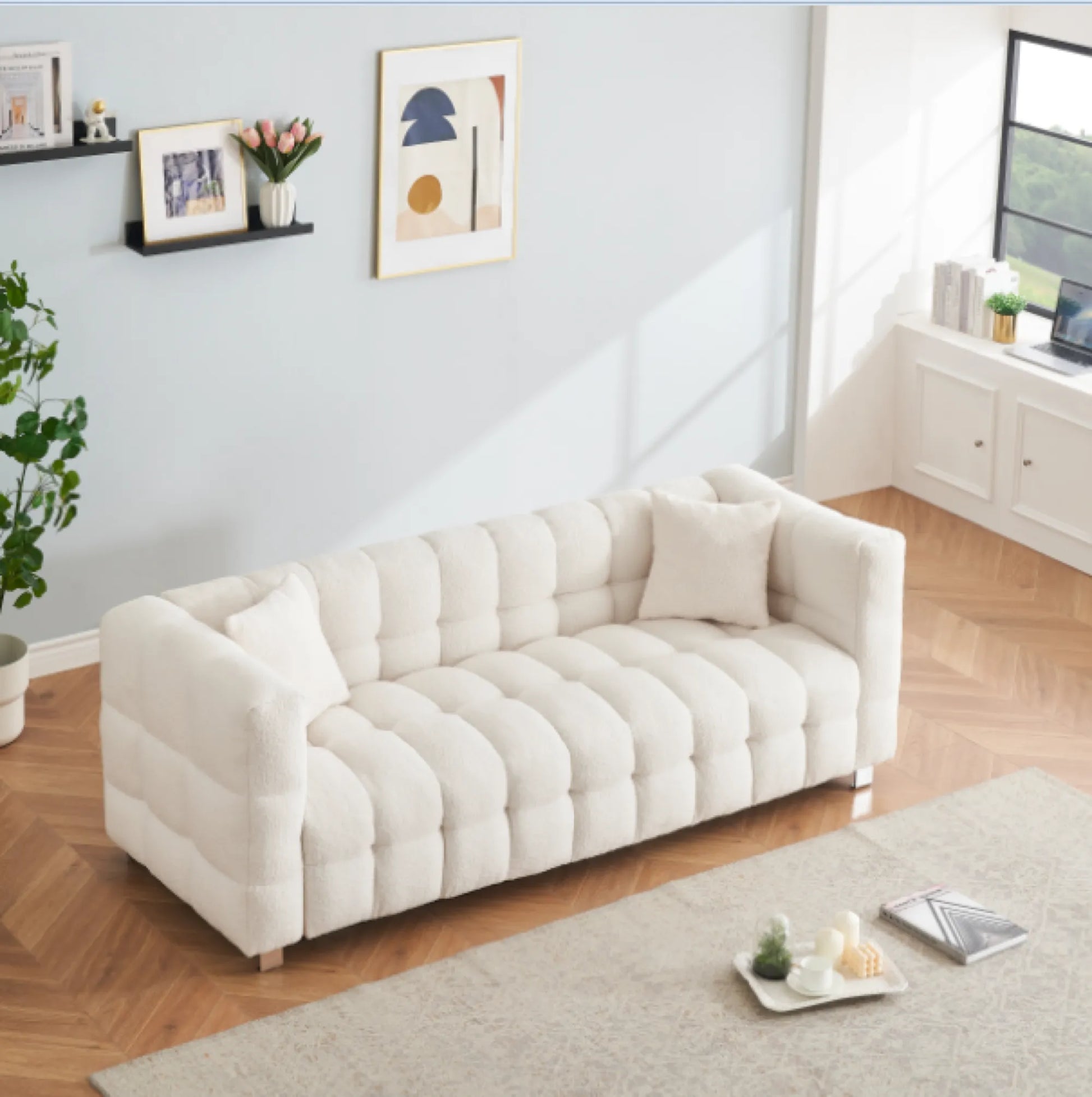 80" 3-Seater Upholstery Fleece Cloud Sofa