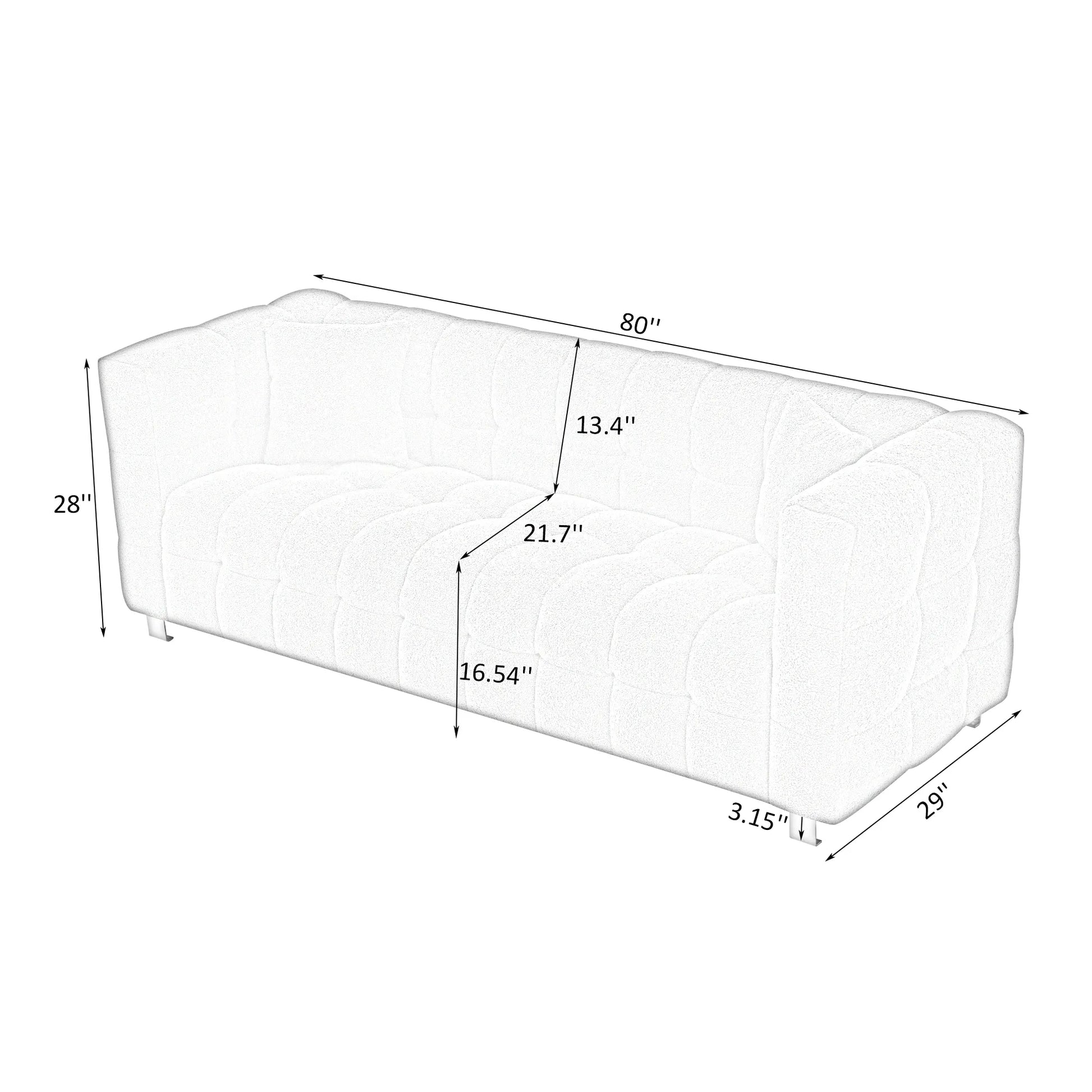 80" 3-Seater Upholstery Fleece Cloud Sofa