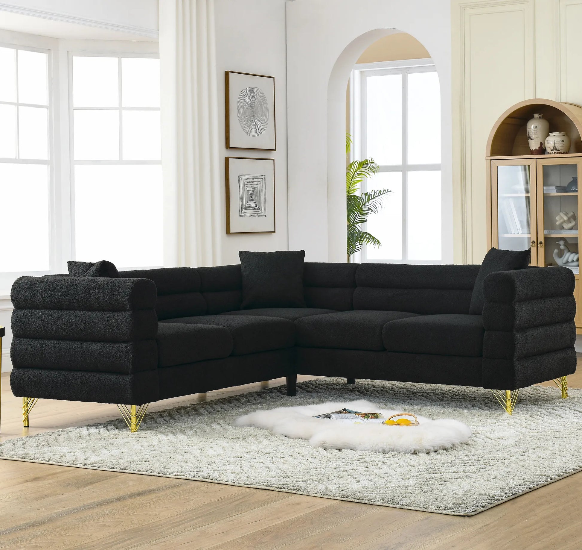 81.5" 5-Seater Teddy L-Shaped Corner Sectional Sofa